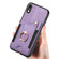 iPhone XR Retro Skin-feel Ring Multi-card Wallet Phone Case - Purple