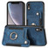 iPhone XR Retro Skin-feel Ring Multi-card Wallet Phone Case - Blue