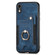 iPhone XR Retro Skin-feel Ring Multi-card Wallet Phone Case - Blue
