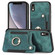 iPhone XR Retro Skin-feel Ring Multi-card Wallet Phone Case - Green