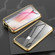 iPhone XR Ultra Slim Double Sides Magnetic Adsorption Angular Frame Tempered Glass Magnet Flip Case - Gold
