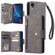iPhone XR Rivet Buckle 9 Cards Three Fold Leather Phone Case - Grey