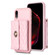 iPhone XR Horizontal Metal Buckle Wallet Rhombic Leather Phone Case - Pink