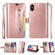 iPhone XR Multifunctional Zipper Horizontal Flip Leather Case with Holder & Wallet & 9 Card Slots & Lanyard - Rose Gold