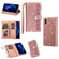 iPhone XR Multi-card Slots Starry Sky Laser Carving Glitter Zipper Horizontal Flip Leather Case with Holder & Wallet & Lanyard - Rose Gold