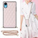 iPhone XR Elegant Rhombic Pattern Microfiber Leather +TPU Shockproof Case with Crossbody Strap Chain - Pink
