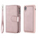 iPhone XR 2 in 1 Solid Color Zipper Shockproof Protective Case with Card Slots & Bracket & Photo Holder & Wallet Function - Rose Gold