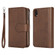 iPhone XR 2 in 1 Solid Color Zipper Shockproof Protective Case with Card Slots & Bracket & Photo Holder & Wallet Function - Brown