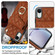iPhone XR Rhombic Texture Card Bag Phone Case with Long Lanyard - Brown