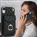 iPhone XR Rhombic Texture Card Bag Phone Case with Long Lanyard - Black