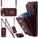 iPhone XR Rhombic Texture Card Bag Phone Case with Long Lanyard - Wine Red