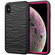 iPhone XS Max Wave Pattern 3 in 1 Silicone+PC Shockproof Protective Case - Black+Hot Pink