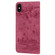 iPhone XS Max Cartoon Sakura Cat Embossed Leather Case - Wine Red