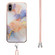 iPhone XS Max Electroplating Pattern IMD TPU Shockproof Case with Neck Lanyard - Milky Way White Marble