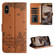 iPhone XS Max Cat Embossing Pattern Leather Phone Case with Lanyard - Brown