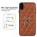 iPhone XS Max Rhombic PU Leather Phone Case with Ring Holder - Brown