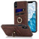 iPhone XS Max Vintage Patch Leather Phone Case with Ring Holder - Brown