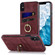 iPhone XS Max Vintage Patch Leather Phone Case with Ring Holder - Red