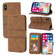 iPhone XS Max Embossed Striped Magnetic Buckle PU + TPU Horizontal Flip Leather Case with Holder & Card Slot & Wallet & Photo Frame & Sling - Brown