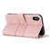 iPhone XS Max Embossed Striped Magnetic Buckle PU + TPU Horizontal Flip Leather Case with Holder & Card Slot & Wallet & Photo Frame & Sling - Pink