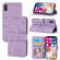 iPhone XS Max Embossed Striped Magnetic Buckle PU + TPU Horizontal Flip Leather Case with Holder & Card Slot & Wallet & Photo Frame & Sling - Purple