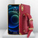 iPhone XS Max Electroplated TPU Crocodile Pattern Leather Case with Wrist Strap - Red