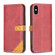 iPhone XS Max Color Matching Double Sewing Thread Leather Case - Red