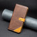 iPhone XS Max Color Matching Double Sewing Thread Leather Case - Brown