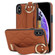 iPhone XS Max Non-slip Full Coverage Ring PU Phone Case with Wristband - Brown