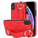 iPhone XS Max Non-slip Full Coverage Ring PU Phone Case with Wristband - Red