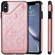 iPhone XS Max Cat Bee Embossing Pattern Shockproof Protective Case with Card Slots & Photo Frame - Rose Gold