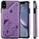 iPhone XS Max Cat Bee Embossing Pattern Shockproof Protective Case with Card Slots & Photo Frame - Purple