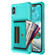 iPhone XS Max ZM06 Card Bag TPU + Leather Phone Case - Cyan