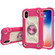 iPhone XS Max Shockproof Silicone + PC Protective Case with Dual-Ring Holder - Rose Red