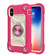iPhone XS Max Shockproof Silicone + PC Protective Case with Dual-Ring Holder - Rose Red