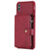 iPhone XS Max Zipper Shockproof Protective Case with Card Slots & Bracket & Photo Holder & Wallet Function - Red