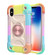 iPhone XS Max Shockproof Silicone + PC Protective Case with Dual-Ring Holder - Colorful Rose Gold