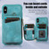 iPhone XS Max Zipper Card Bag Back Cover Phone Case - Turquoise