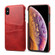 iPhone XS Max Suteni Calf Texture Protective Case with Card Slots - Red