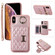 iPhone XS Max Horizontal Card Bag Ring Holder Phone Case with Dual Lanyard - Rose Gold