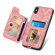 iPhone XS Max Retro Skin-feel Ring Multi-card Wallet Phone Case - Pink