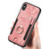 iPhone XS Max Retro Skin-feel Ring Multi-card Wallet Phone Case - Pink