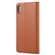 iPhone XS Max Plain Weave Cowhide Leather Phone Case - Brown