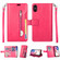 iPhone XS Max Multifunctional Zipper Horizontal Flip Leather Case with Holder & Wallet & 9 Card Slots & Lanyard - Rose Red