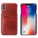 iPhone XS Max Fierre Shann Retro Oil Wax Texture PU Leather Case with Card Slots - Brown