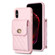 iPhone XS Max Vertical Metal Buckle Wallet Rhombic Leather Phone Case - Pink