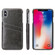 iPhone XS Max Fierre Shann Retro Oil Wax Texture PU Leather Case with Card Slots - Black