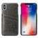 iPhone XS Max Fierre Shann Retro Oil Wax Texture PU Leather Case with Card Slots - Black