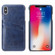 iPhone XS Max Fierre Shann Retro Oil Wax Texture PU Leather Case with Card Slots - Blue