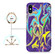 iPhone XS Max Laser Glitter Watercolor Pattern Shockproof Protective Case with Ring Holder - FD3